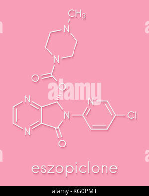 Eszopiclone hypnotique molécule (somnifère). formule topologique. Banque D'Images