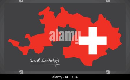 Bâle-Campagne carte de la suisse avec l'illustration du drapeau national suisse Illustration de Vecteur