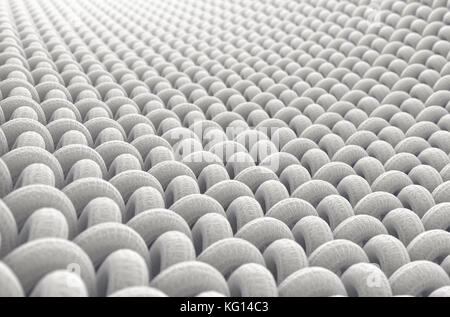 Une vue rapprochée de microscopique simple un textile tissé sur un fond blanc - 3D render Banque D'Images