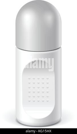 Blanc bouteille cosmétique réaliste peut pulvériser, désodorisant, désodorisant. vector illustration Illustration de Vecteur