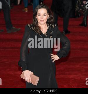 Londres, Royaume-Uni. 02 novembre 2017. Olivia Colman assiste à Murder on the Orient Express World Premiere - Londres, Angleterre (02/11/2017) | utilisation dans le monde entier crédit : dpa Picture alliance/Alamy Live News Banque D'Images