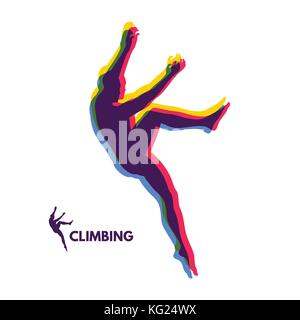 Rock climber silhouettes. bouldering sport. vector illustration pour la conception. Illustration de Vecteur