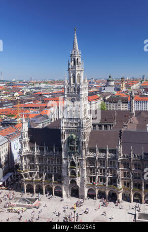 Place Marienplatz avec mairie (Neues Rathaus), Munich, Bavière, Allemagne, Europe Banque D'Images