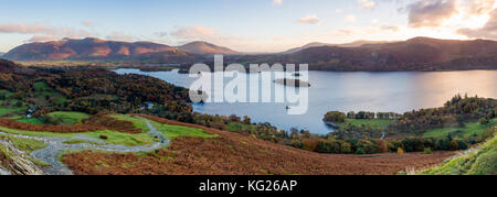 Derwent water et au-delà de montagnes skiddaw, lake district national park, UNESCO World Heritage site, Cumbria, Angleterre, Royaume-Uni, Europe Banque D'Images