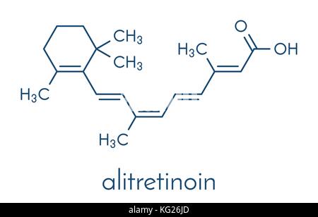 L'alitrétinoïne (9-cis-rétinoïque) cancer du sein et de l'eczéma molécule pharmaceutique. analogue de la vitamine a. formule topologique. Illustration de Vecteur