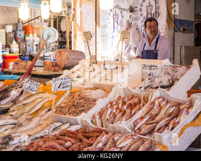 Vendeur de poissons, marché ballaro, palermo, sicily, Italy, Europe Banque D'Images