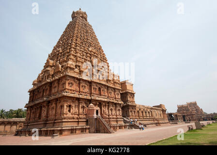 Le magnifique temple Brihadeeswara de la dynastie du cholan, site du patrimoine mondial de l'UNESCO, construit en 1010, Thanjavur, Tamil Nadu, Inde, Asie Banque D'Images