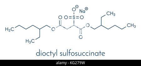 Docusate de sodium (sodium dioctyl sulfosuccinate) émollient molécule pharmaceutique (laxatif). formule topologique. Illustration de Vecteur