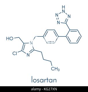 L'hypertension losartan molécule pharmaceutique. formule topologique. Illustration de Vecteur