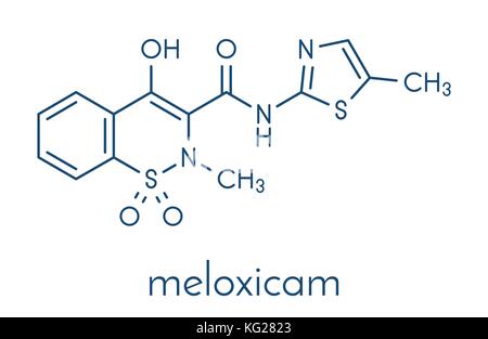 Ains meloxicam molécule pharmaceutique. formule topologique. Illustration de Vecteur