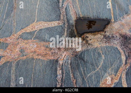 Gneiss bagués gris, vieux substrat rocheux, le parc provincial du lac Supérieur, en Ontario, Canada par Bruce Montagne/Dembinsky Assoc Photo Banque D'Images