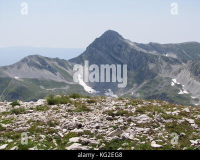 L'Italie, parc national Gran Sasso, vue du côté de Little Big Horn peak Banque D'Images