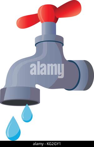 Un robinet d'eau avec chute chute. isolé sur fond blanc. Illustration de Vecteur