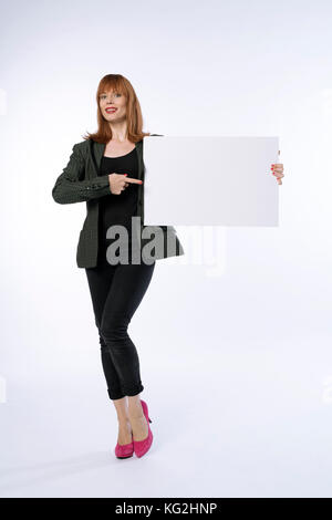 Woman holding a sign Banque D'Images