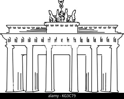 Berlin, Allemagne célèbre croquis de voyage. Dessin Dessin à la main. Conception de carte de vœux, vector illustration Illustration de Vecteur