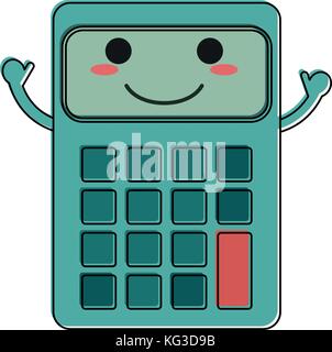 Heureux calculatrice personnage droit Illustration de Vecteur