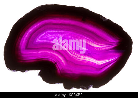 Résumé Contexte - Agate Rose section minéral isolé sur fond blanc Banque D'Images