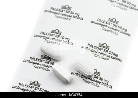 Palexia (Tapentadol) comprimés et blister. Une base aux opiacés pain killer. Banque D'Images