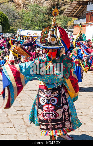 Fête traditionnelle dans la région de Bumthang, Bhoutan Banque D'Images