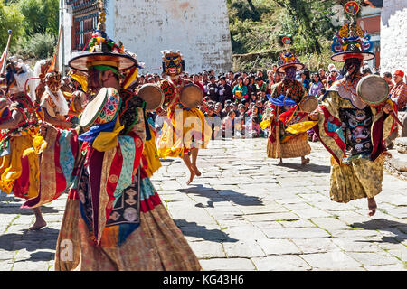 Fête traditionnelle dans la région de Bumthang, Bhoutan Banque D'Images