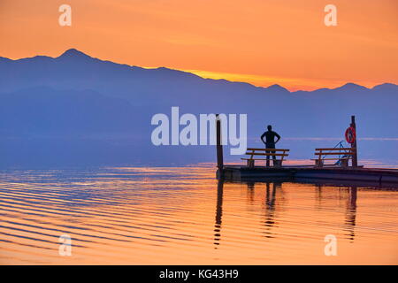 Après le coucher du soleil, le lac de Skadar, Shkoder Albanie Banque D'Images