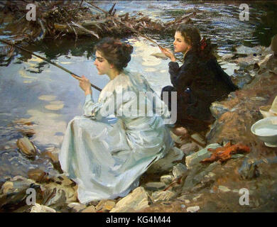 John Singer Sargent Pêche Deux filles Banque D'Images