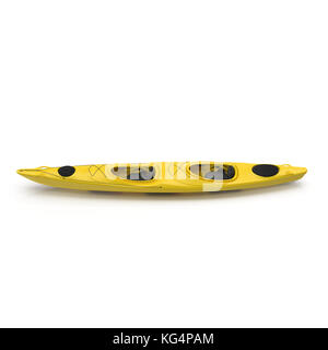 Kayak jaune isolé sur illustration 3D blanche Banque D'Images