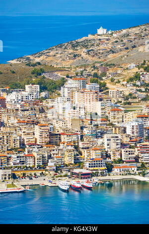 Albanie - vue aérienne de Saranda (Saint-nazaire) Banque D'Images