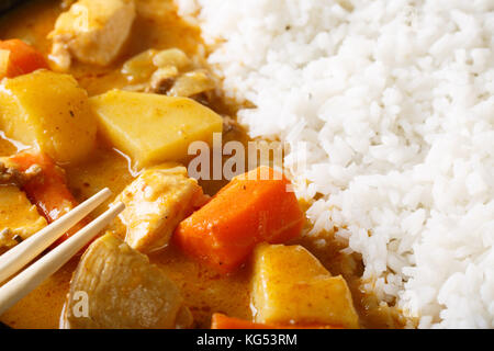 Avec le riz au curry japonais (kare raisu) macro fond horizontal. Banque D'Images