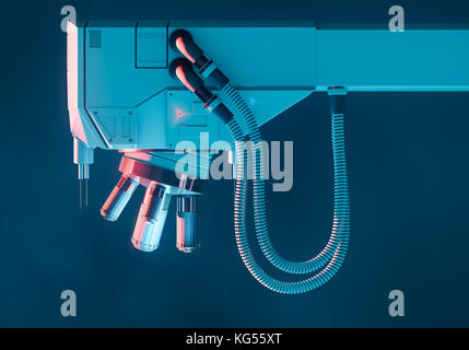 Microscope électronique à balayage optique concept art, 3d illustration Banque D'Images