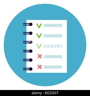 Liste portable vert et rouge avec des points de contrôle des conseils toute l'icône bleu fond Illustration de Vecteur