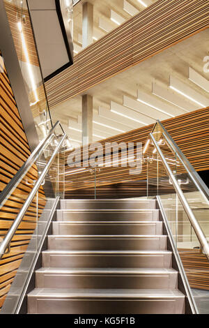 Détail de l'escalier. Le Big Data Institute, Oxford, Royaume-Uni. Architecte : Faire Ltd, 2017. Banque D'Images