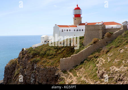 Cabo de Sao Vicente, phare, à l'extérieur, point le plus occidental du Portugal et vieille Europe, de l'Atlantique Banque D'Images