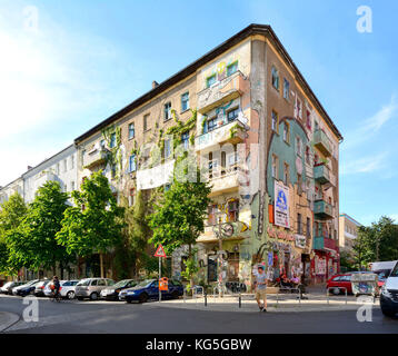 Berlin, Allemagne. The Rigaer Strasse (rue) / Liebigstrasse un projet résidentiel Maison et ancienne Maison occupée dans le quartier Friedrichshain de Berlin. Banque D'Images