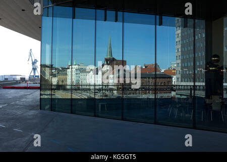 Aarhus, Dokk1 - la plus grande bibliothèque de Scandinavie, détails de l'architecture Banque D'Images