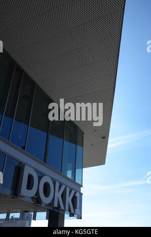 Aarhus, Dokk1 - la plus grande bibliothèque de Scandinavie, détails de l'architecture Banque D'Images