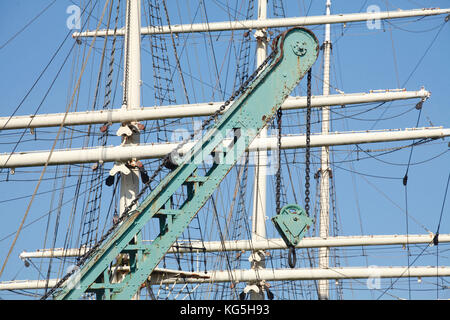 Mâts de la Windrjammer Seute Deern dans le port du musée, Bremerhaven, Brême, Allemagne Banque D'Images