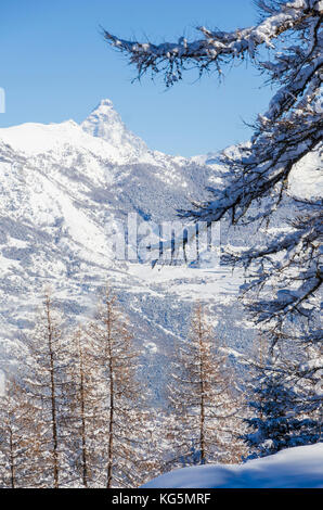 Avis de Cervino, Saint-Marcel, vallée d'aoste, Italie, Alpes Italiennes Banque D'Images