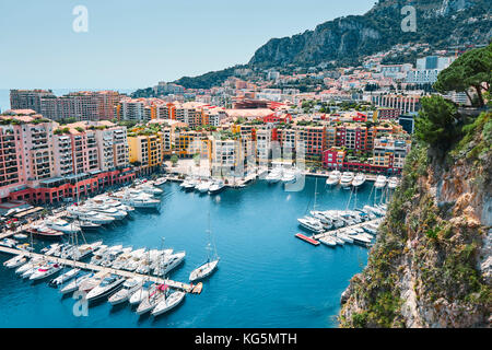 Vue par jour sur fontvieille et le port de Monaco, Monaco, principauté de monaco, cote d'azur, sud de la France, l'Europe occidentale, Europe Banque D'Images
