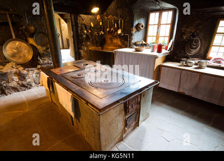 Vue de l'intérieur d'une vieille bastide de sarntal, la province de Bolzano, Trentin-Haut-Adige, Tyrol du sud, Italie, Banque D'Images