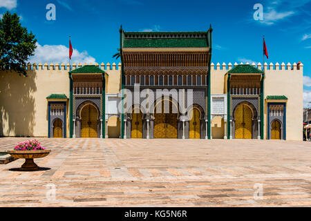 FES, Marocco, Afrique du Nord. Le palais royal Dar el Makhzen. Banque D'Images