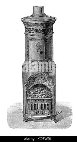 Poêle à charbon, comme dispositif de chauffage, XIX siècle Banque D'Images