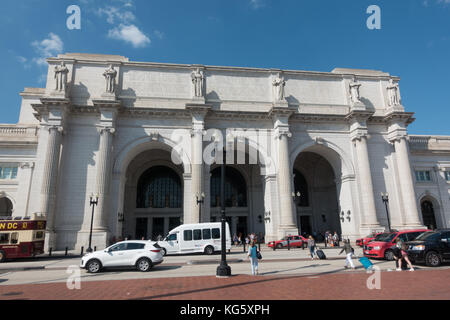 Entrée principale de la gare Union, Washington DC, United States. Banque D'Images