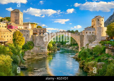 Stari Most ou Vieux Pont, rivière Neretva, Mostar, Bosnie-Herzégovine Banque D'Images