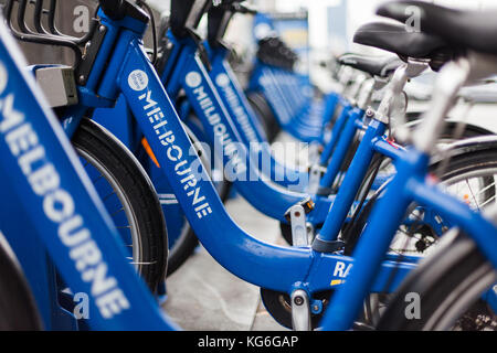 Vélos de courtoisie gratuit bleu Melbourne Banque D'Images