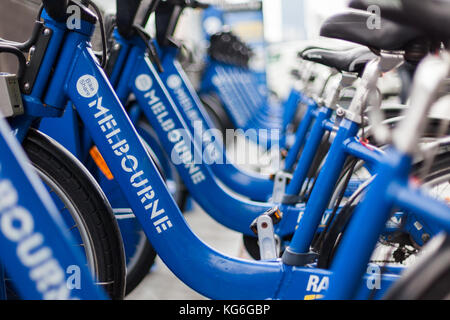 Vélos de courtoisie gratuit bleu Melbourne Banque D'Images