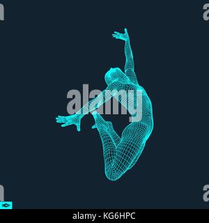 Gymnaste. l'homme. Modèle 3d de l'homme. corps humain modèle. L'analyse du corps. Vue sur le corps humain. activités de gymnastique pour la santé et l'icône de la communauté de remise en forme. Illustration de Vecteur