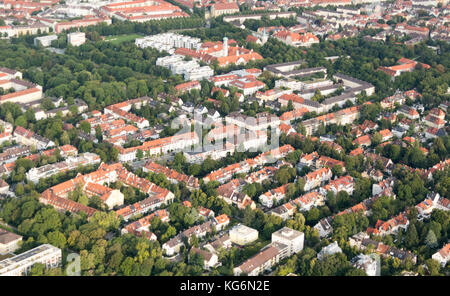 Vue aérienne de l'habitation à Neuhausen de Munich, Allemagne Banque D'Images