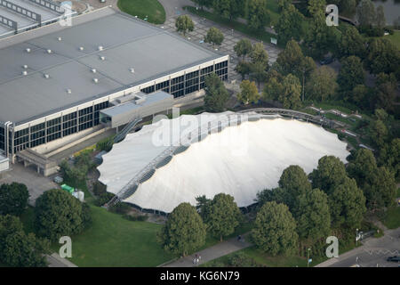 Vue aérienne du Parc olympique (Olympiapark München), Munich, Bavière, Allemagne Banque D'Images