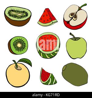 Ensemble d'isolé à la main des fruits. vector illustration Illustration de Vecteur